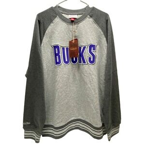 Bucks NBA Sweatshirt Large Fleece Milwaukee Basketball Vtg Logo HWC M & N NWT
